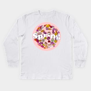 Blooming into Spring Fresh Pink Kids Long Sleeve T-Shirt